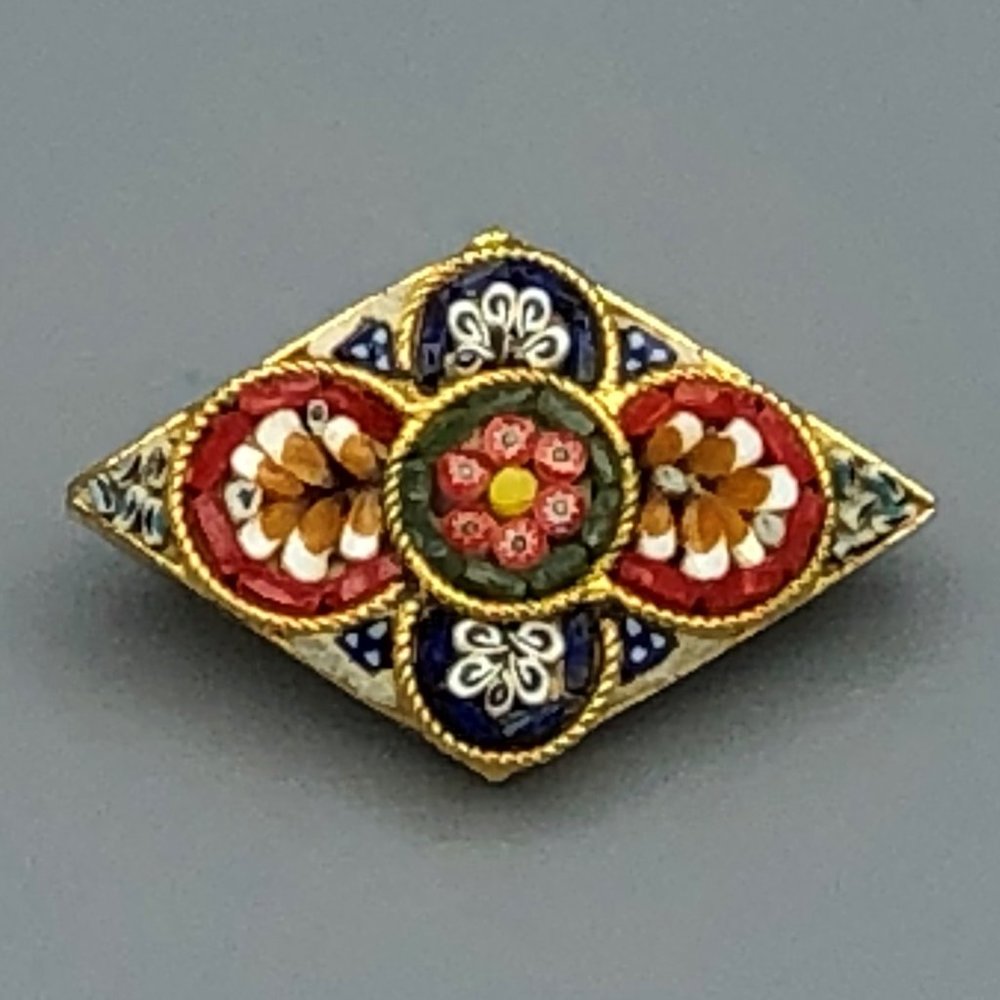 VINTAGE MILLEFIORI MICRO MOSAIC INLAY PIN